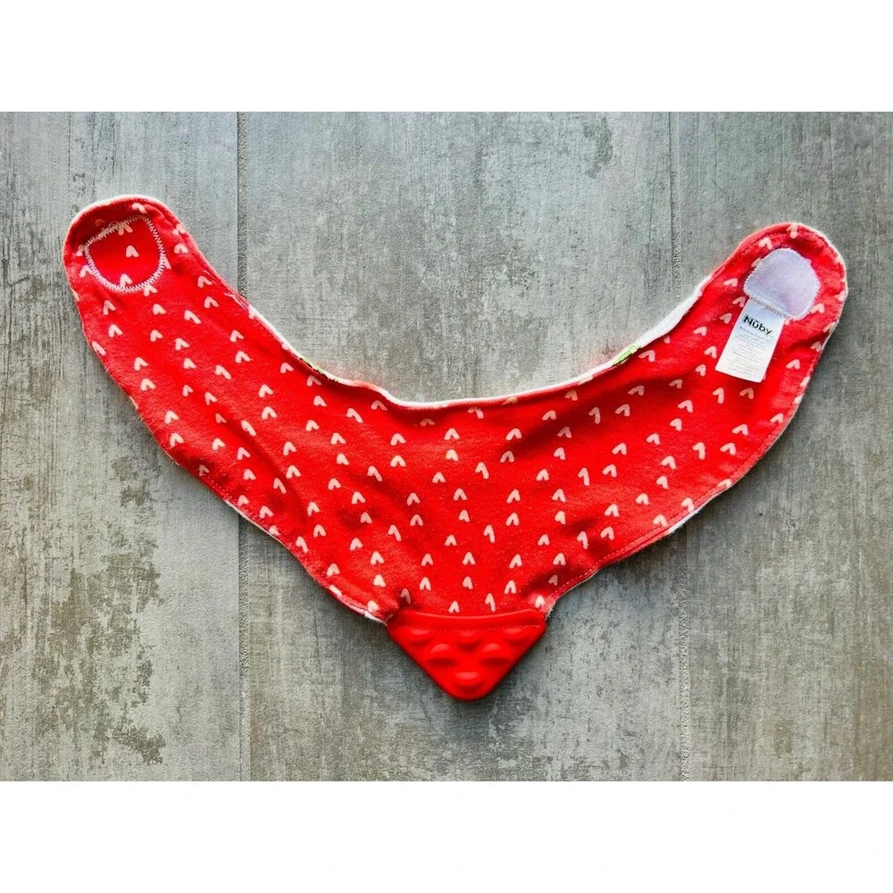 NUBY Baby Boy Girl Bandana Bib Teething Toy Drool Burp Cloth Reversible Apple